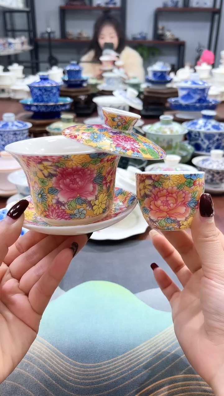 【闪购商品】小号百花齐放悬停盖碗+2杯