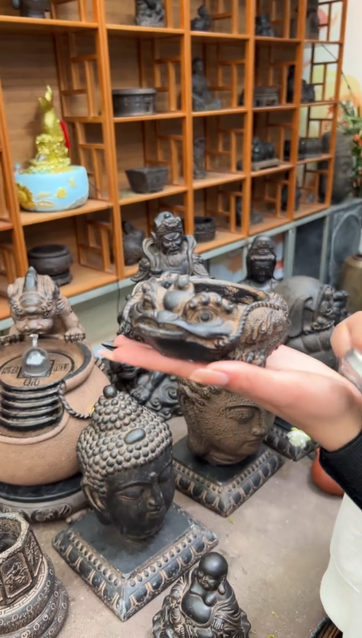 陶土【合成青石】金蟾盆