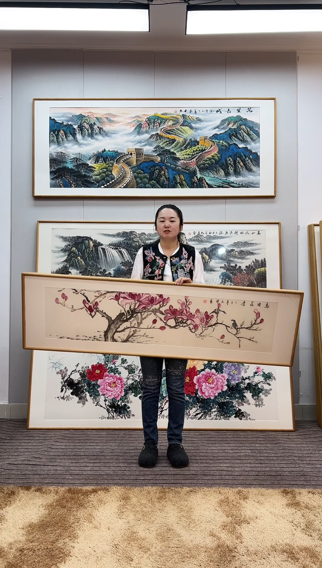 国画手绘玉兰花162*47尺寸