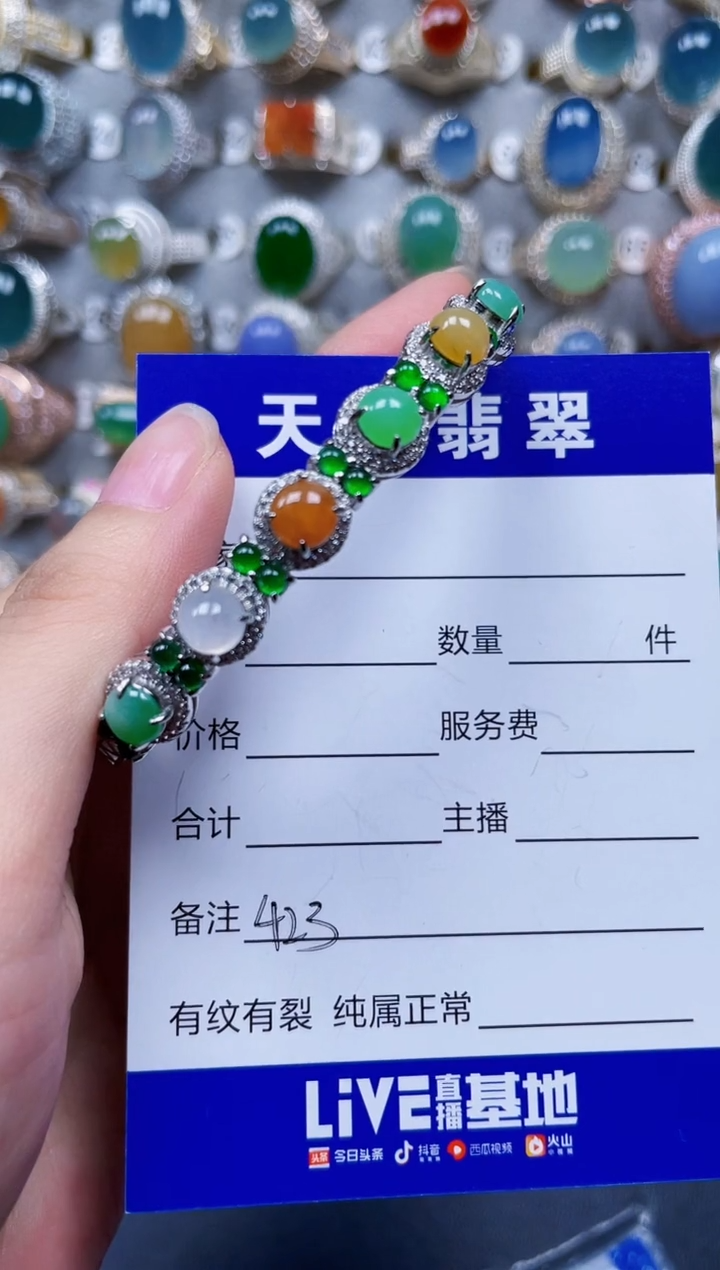 银S925镶嵌手镯翡翠423