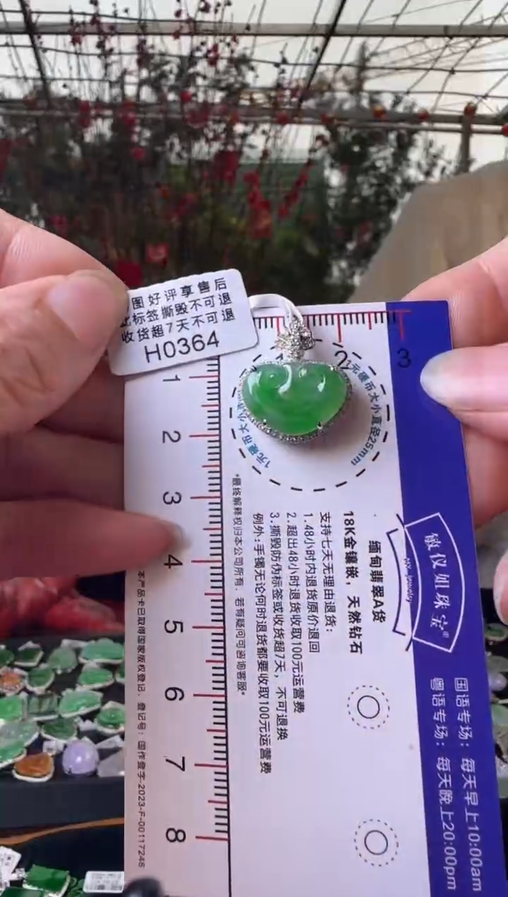 【闪购商品】翡翠颈饰18K金镶嵌H0364冰绿如意头