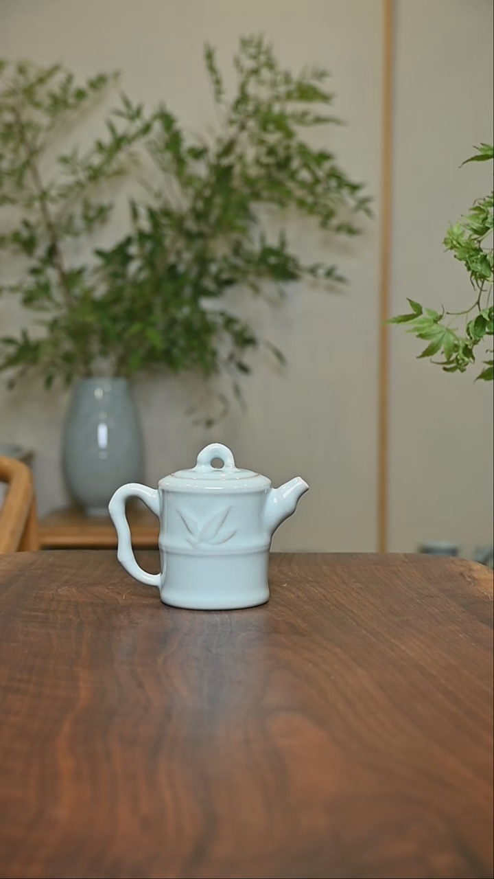 竹节壶微瑕天青釉朱家汝窑款150毫升