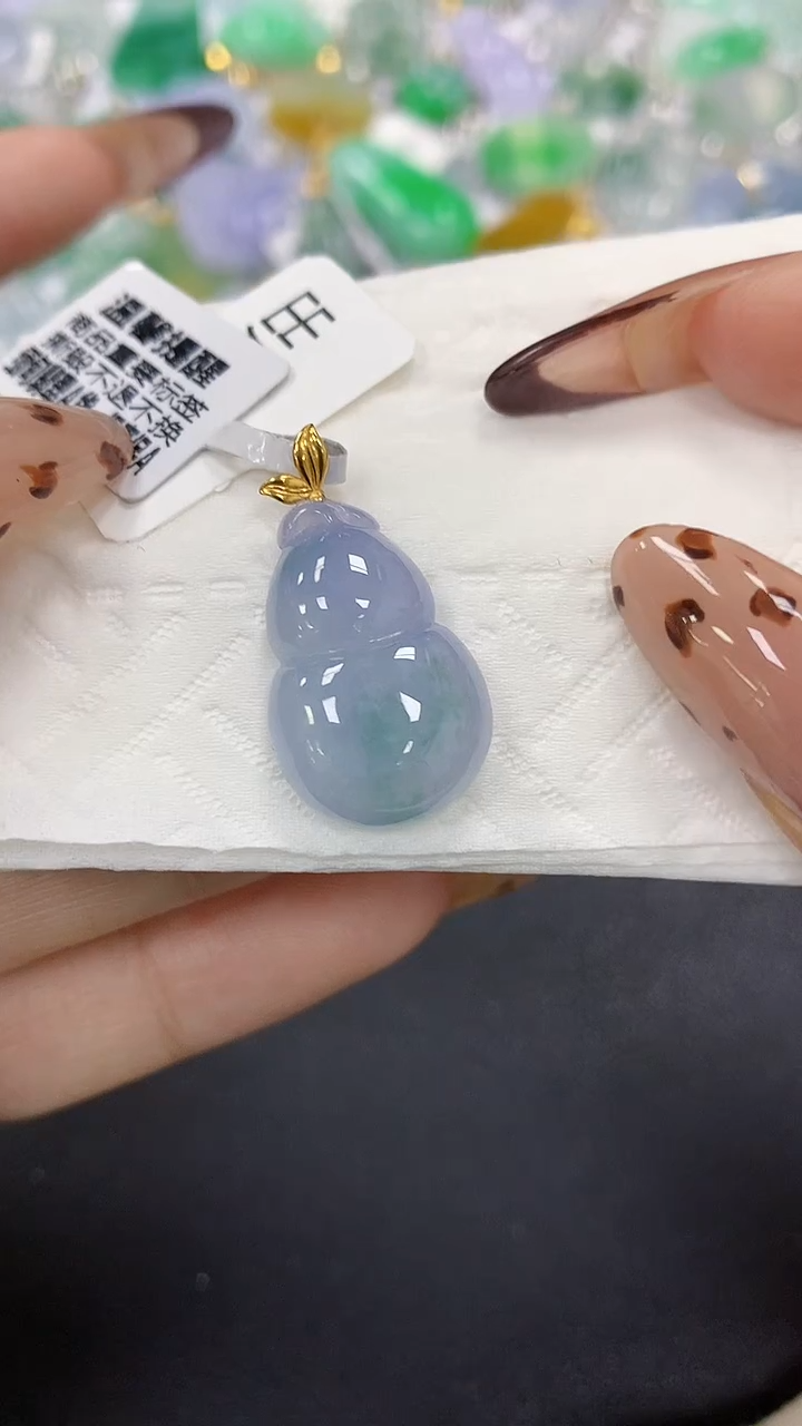 颈饰18K金镶嵌翡翠a货假一赔三支持复检百元上9元证书费自理