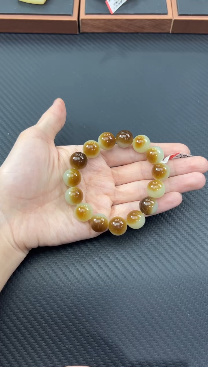 【闪购商品】和田玉手串未镶嵌若羌微色差卡14手串