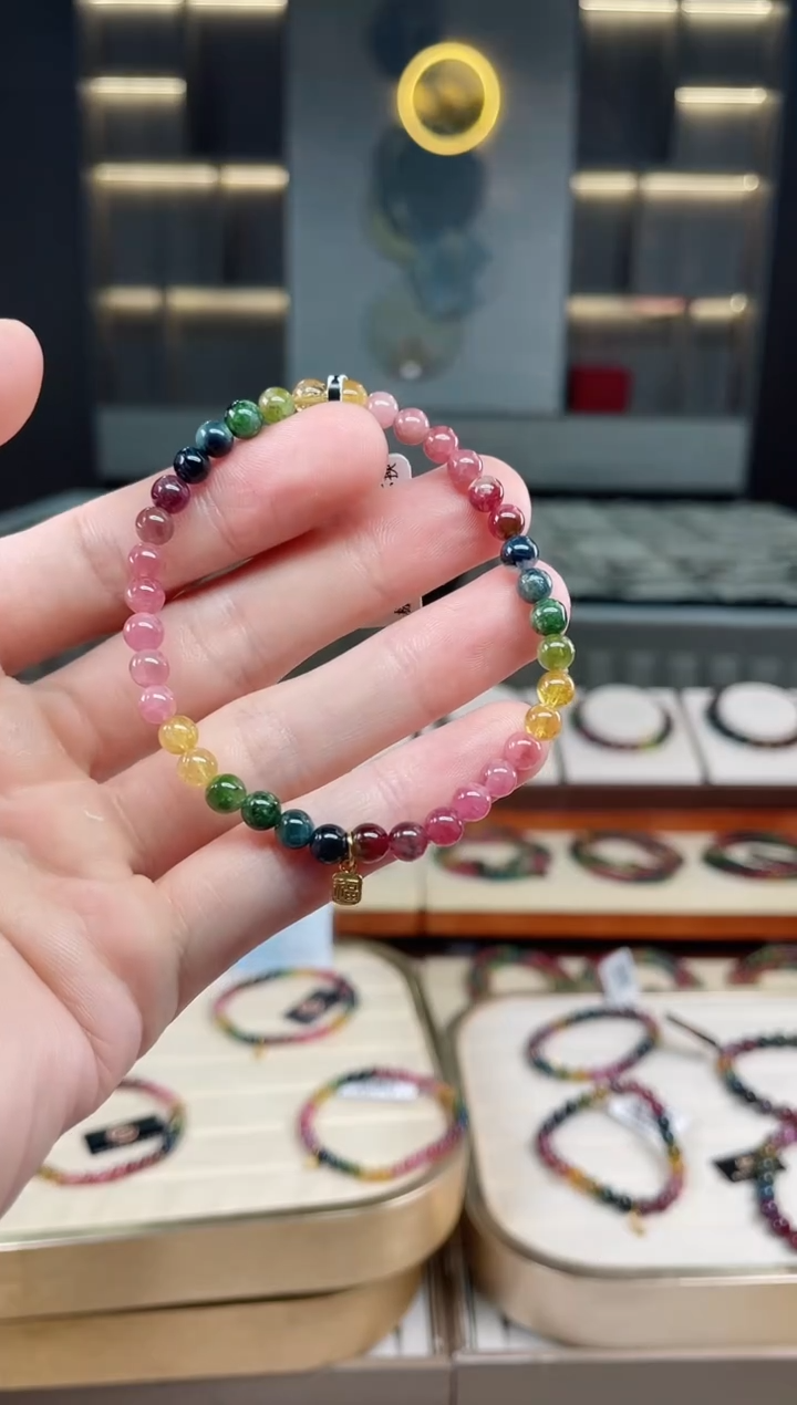 未镶嵌老矿碧玺彩虹单圈手串5mm+碧玺多样性发一条xion