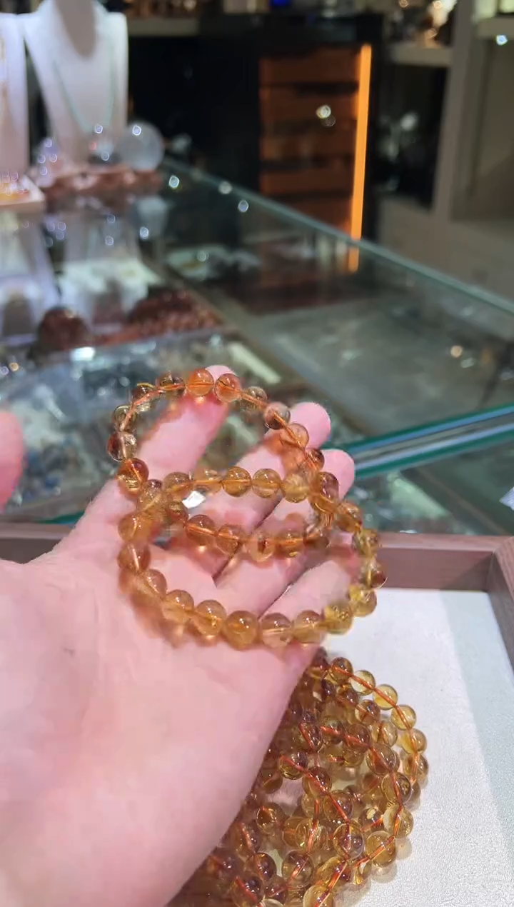 黄晶手链未镶嵌9mm+巴西金红暴力黄（多样性发一）
