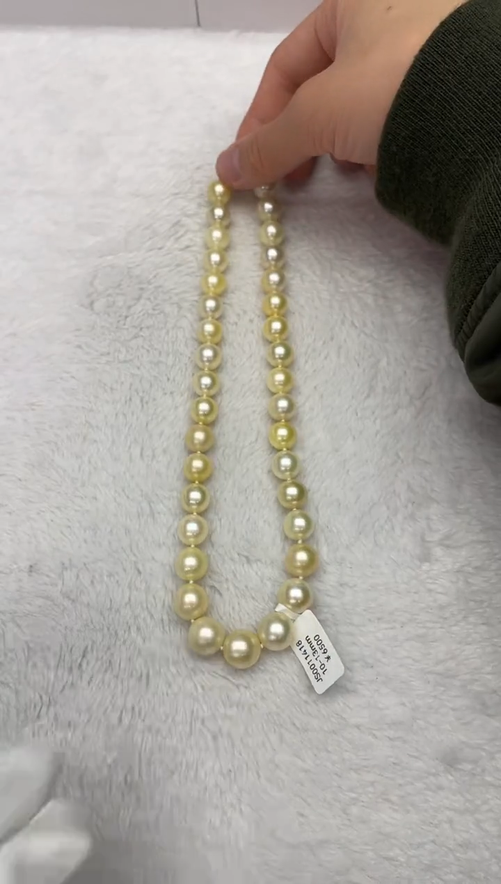 【闪购商品】海水珍珠项链银S925镶嵌南洋金珠10-13mm（多样性发一）
