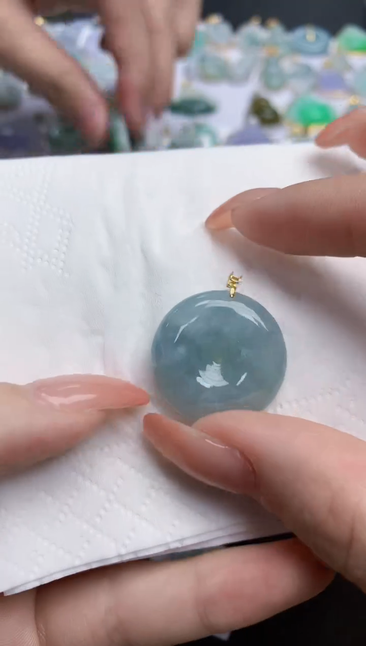 【闪购商品】翡翠颈饰18K金镶嵌天然缅甸翡翠A货