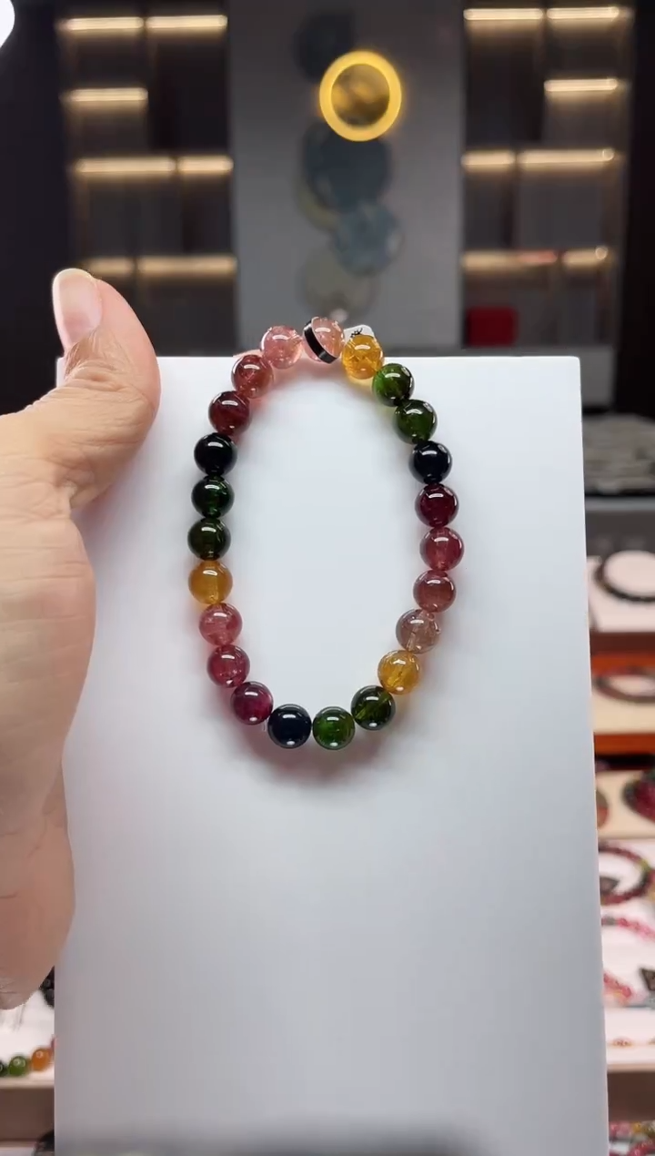 未镶嵌老矿碧玺单圈手串8mm+碧玺（多样性发一条）Q