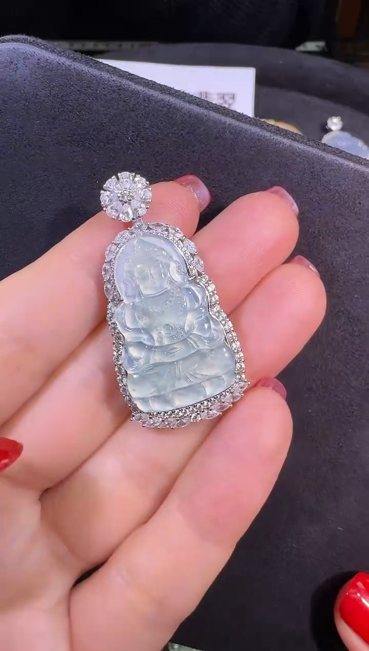 吊坠(不含链)银S925镶嵌翡翠白度