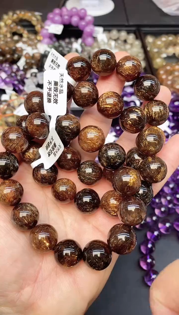 【闪购商品】水晶手串未镶嵌1 黑金超 15mm+多样性发其一