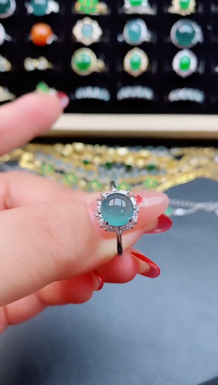 【闪购商品】翡翠戒指银S925镶嵌08000