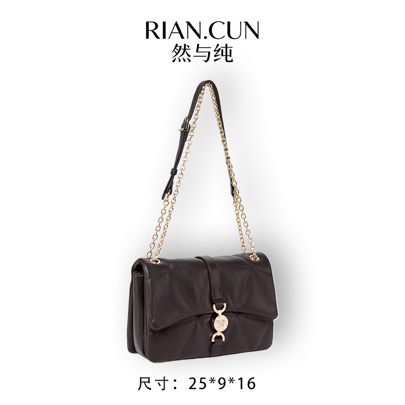 RAIN.CUN冬季2025新款轻奢设计单肩斜挎女包 QYX-98056-可可棕