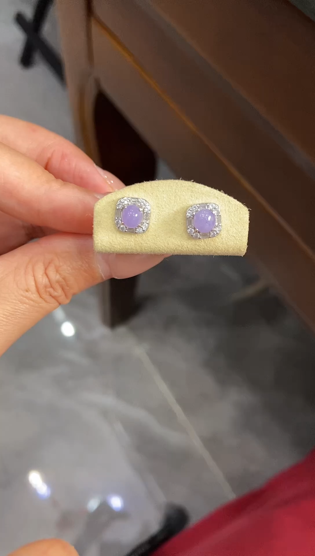 银S925镶嵌挂件翡翠耳饰