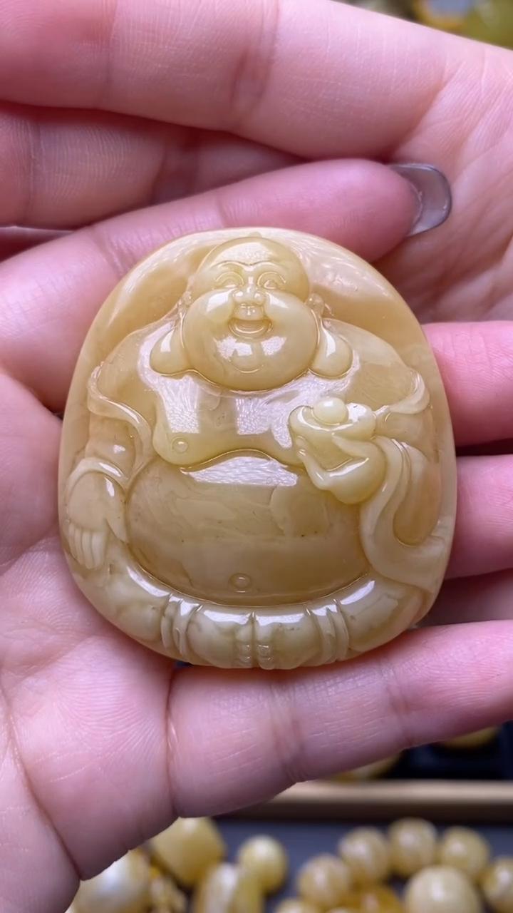 【闪购商品】琥珀裸石未镶嵌月.16/弥勒笑佛牌