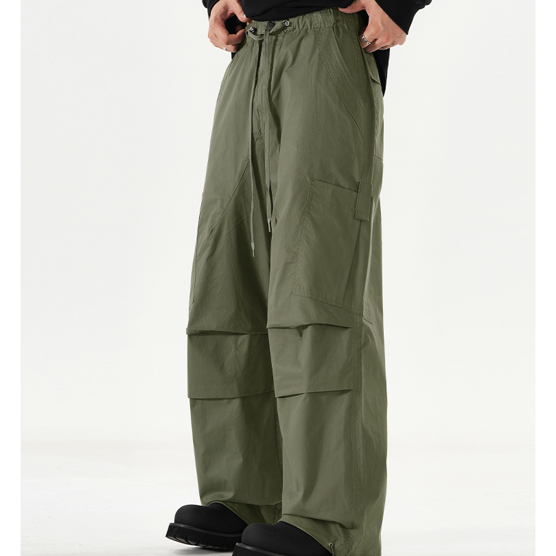 2025新款潮流春季休闲裤直筒工装裤男士抽绳户外宽松纯色长裤