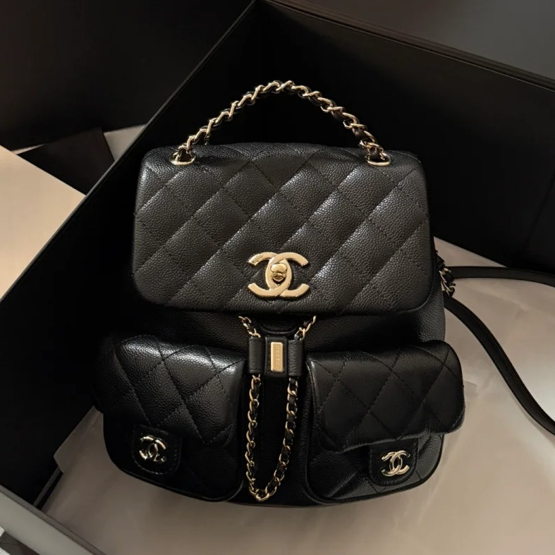 95新 Chanel/香奈儿 -310活动攀攀24ADuma双肩包 中号 皮革C 芯片
