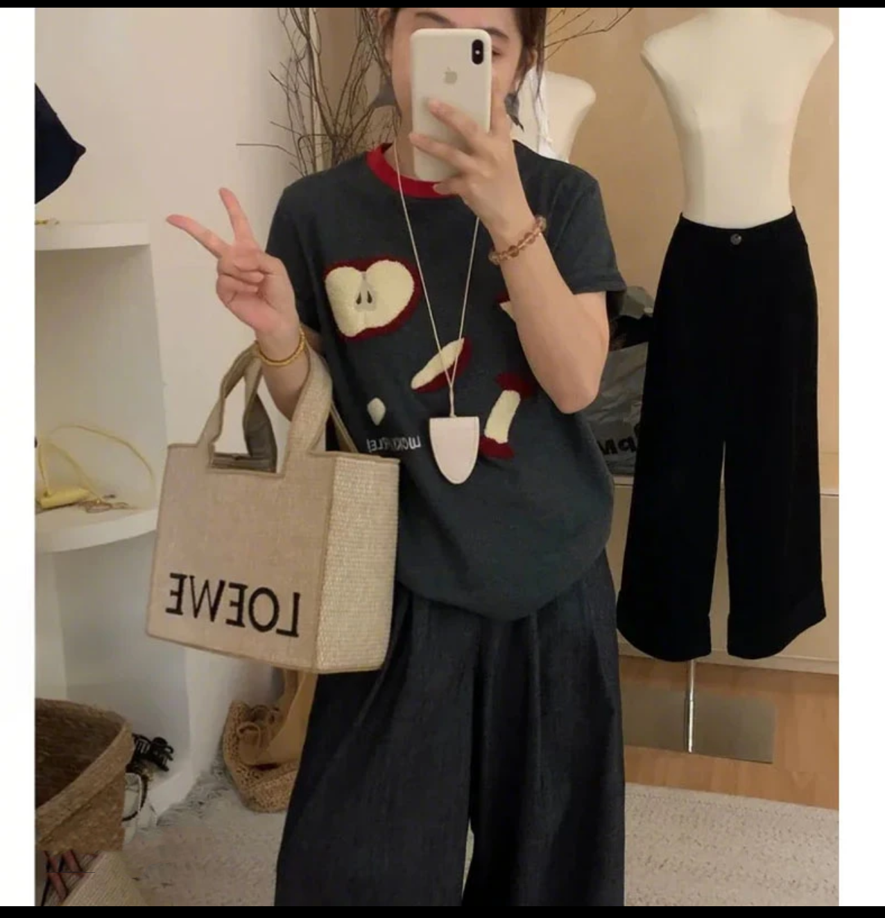 夏季刺绣字母苹果个性设计感拼接圆领短袖t恤女新款洋气上衣8100