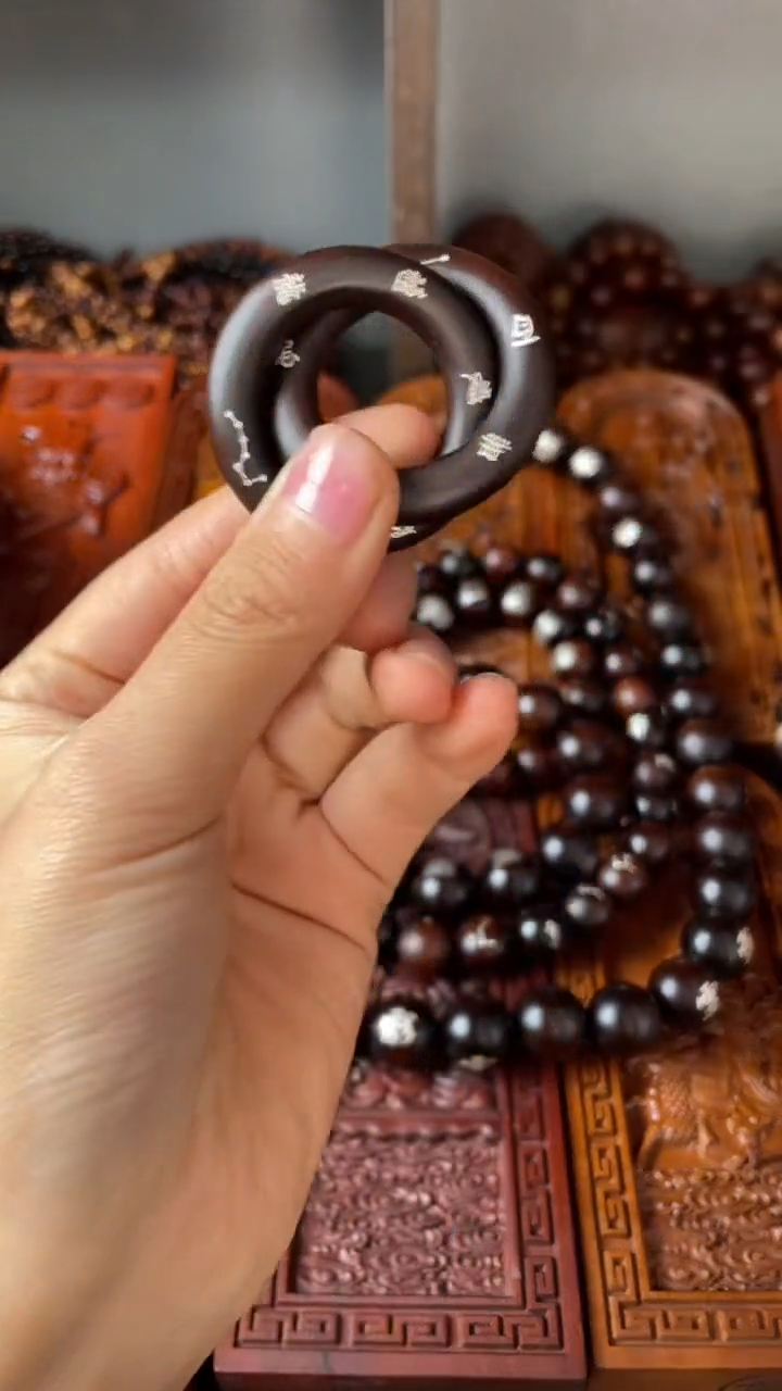 【闪购商品】木枣木玉华镶银百无禁忌小乾坤圈