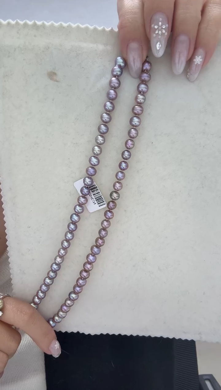 颈饰银S925镶嵌淡水珍珠炫彩紫 无核 6.3-7.3