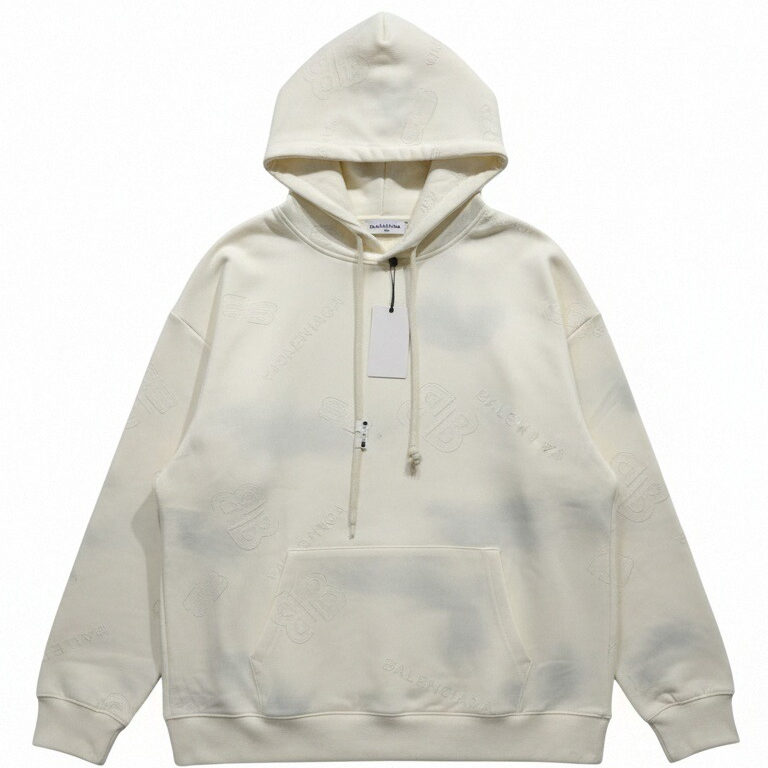 1397秋冬套头连帽卫衣美式秋季刺绣白色时尚套头款宽松