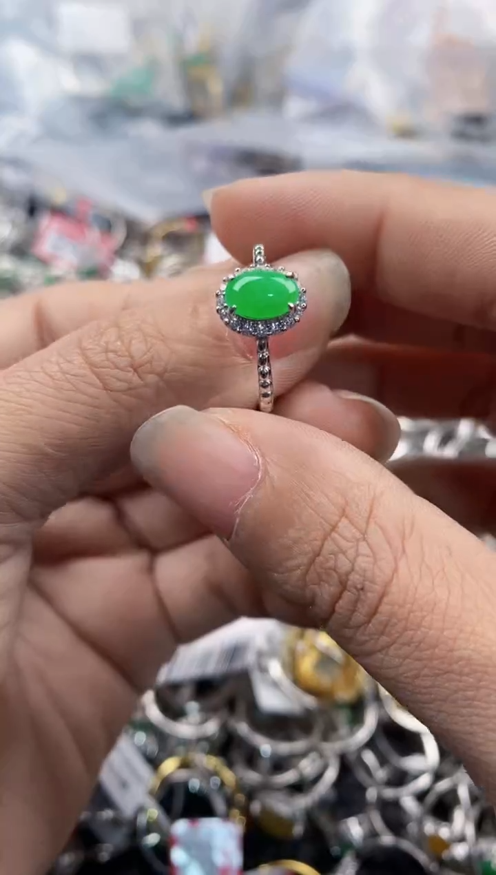 银S925镶嵌戒指翡翠111---8