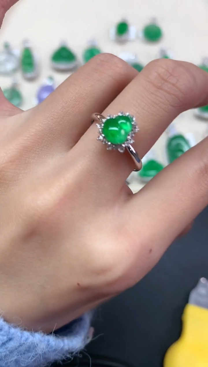 【闪购商品】翡翠戒指18K金镶嵌戒指A506|2800