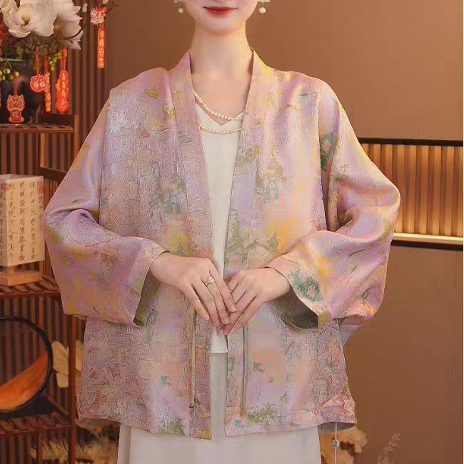 品优-【繁花绮梦】国风高定双面异色罗秋季新款外套2025C2757-沐沐