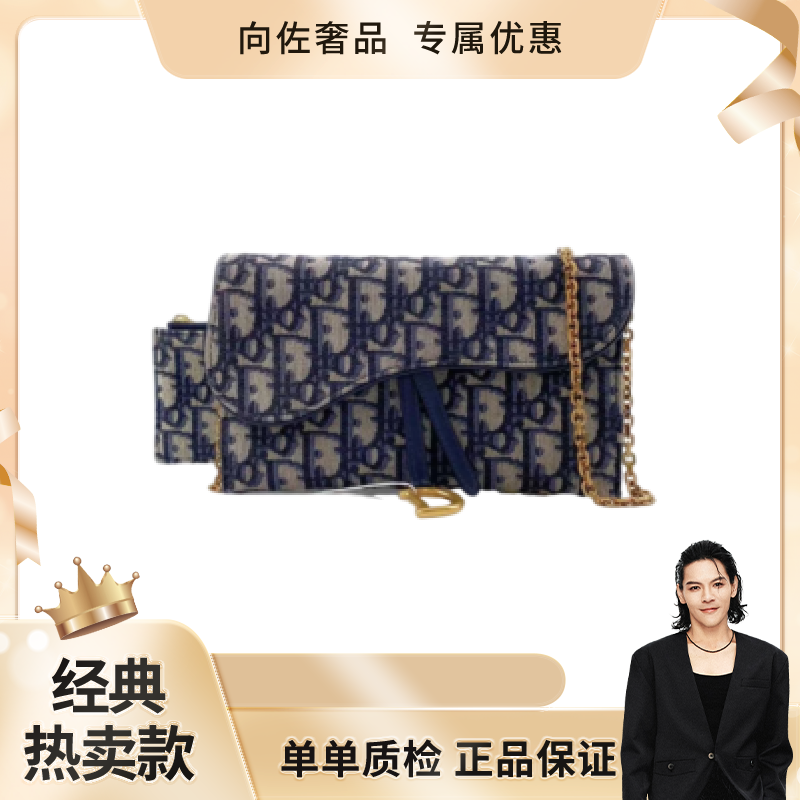 99新 DIOR/迪奥 老花马鞍二合一链条包woc
