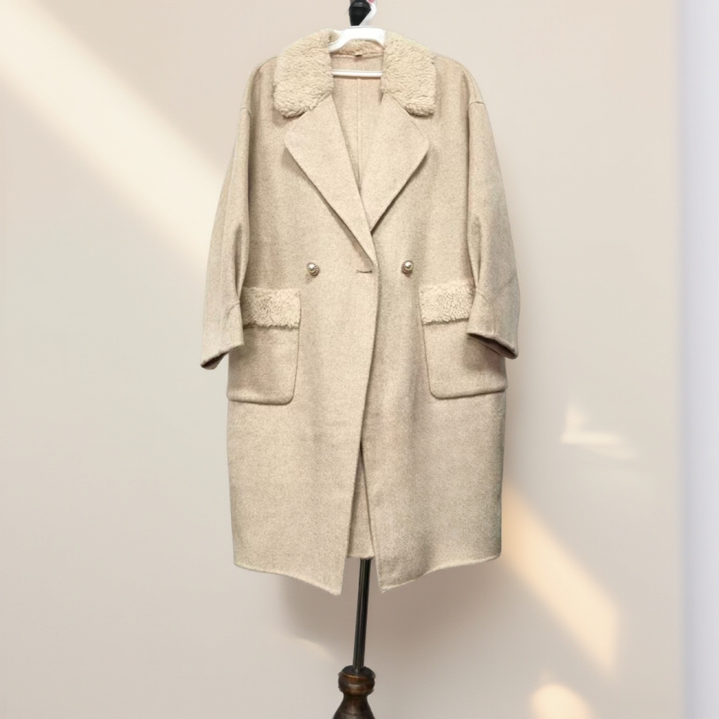 秋冬新款宽松中长款外套气质W347