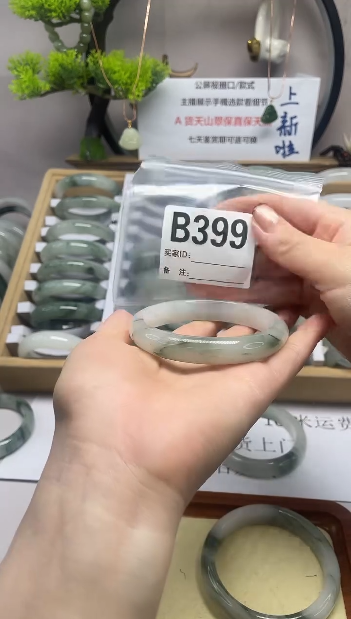 【闪购商品】石英质玉（天山翠）手镯未镶嵌b399