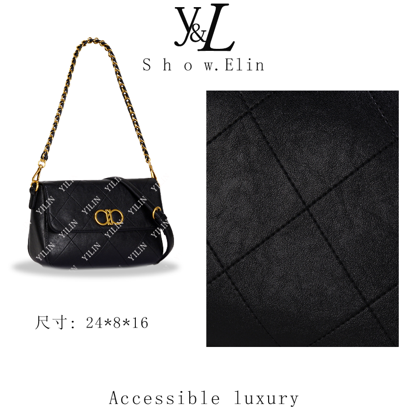 【ElinShow】2025年秋冬新款女包时尚设计单肩包GQ-82712-黑色