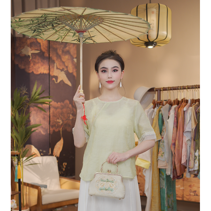  《 旧岁长青-短袖》新中式纯色国风时尚休闲防晒透气短袖上衣