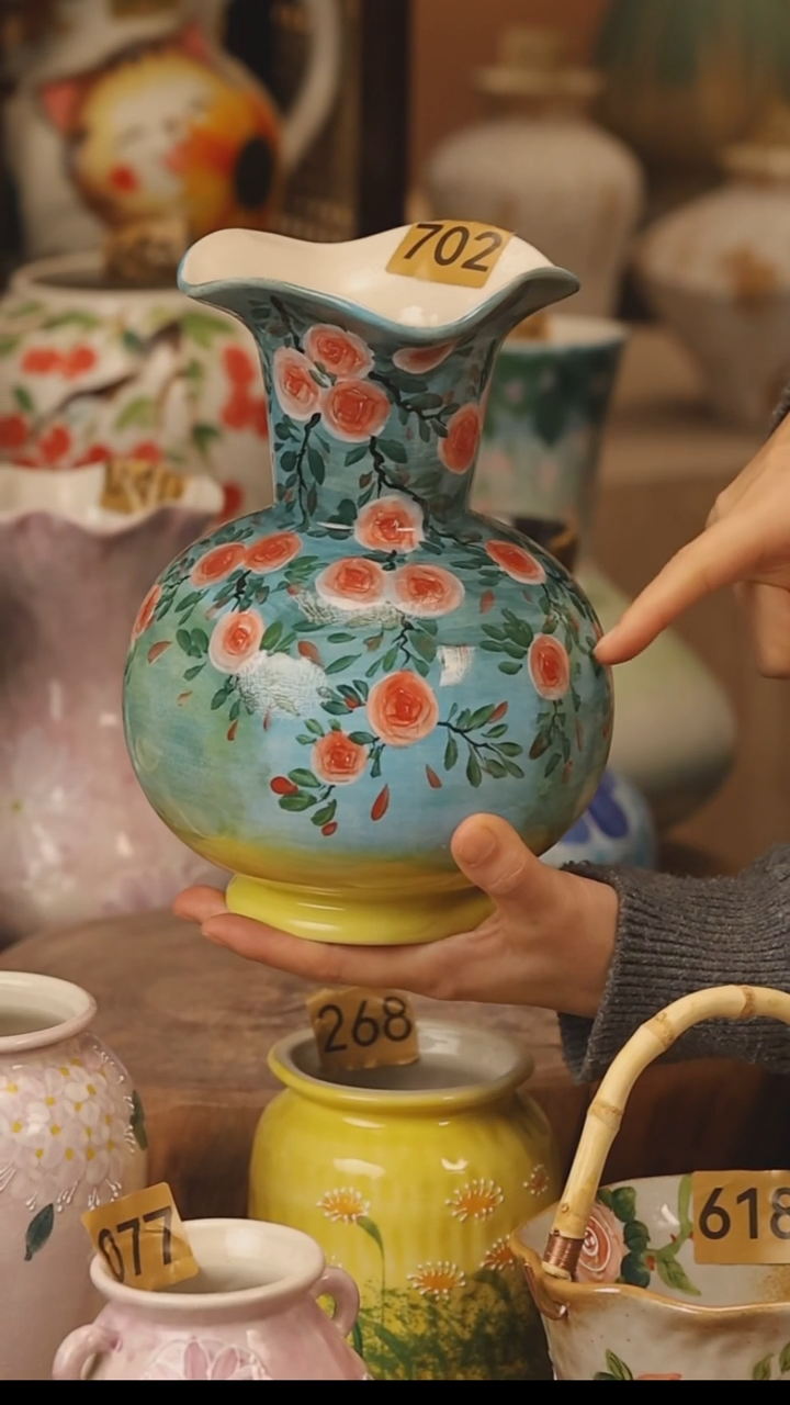 陶瓷景德镇设计师手作花器摆件侘寂风@M702@