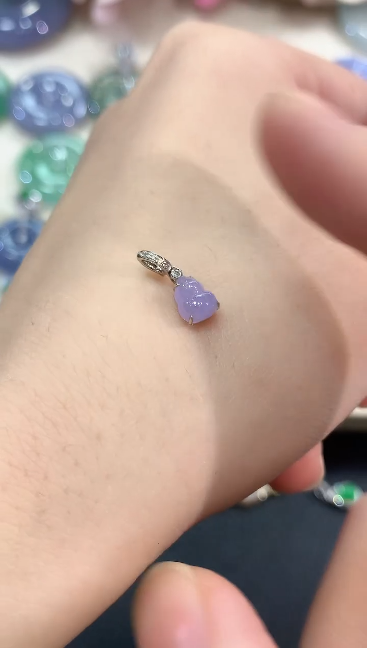 吊坠(不含链)18K金镶嵌翡翠冬日珠宝多样性发货一件Q56紫货有色差