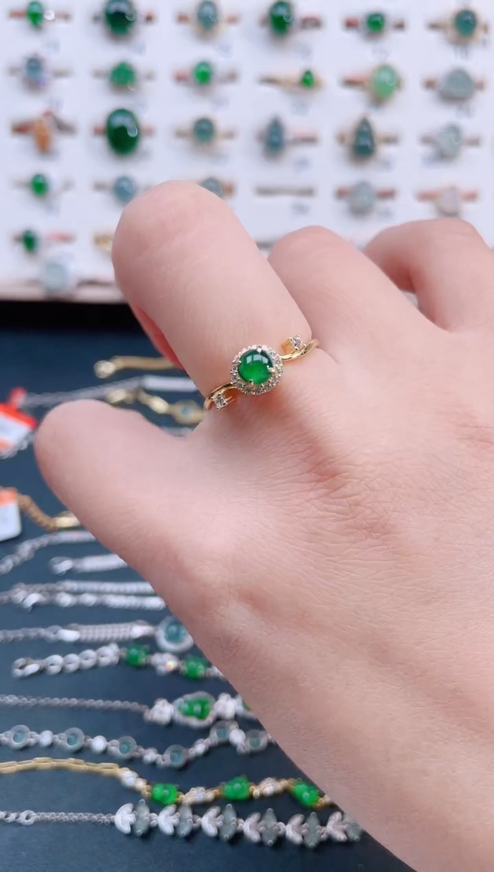 银S925镶嵌戒指翡翠天然翡翠