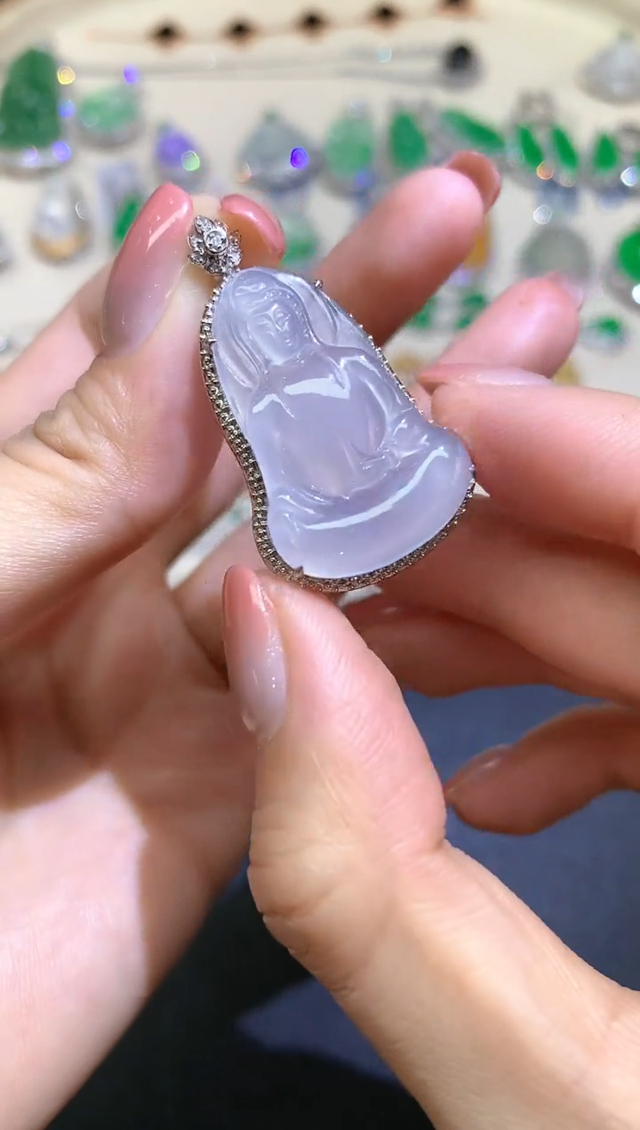 翡翠18K金镶嵌吊坠(不含链)吊坠A360|6800