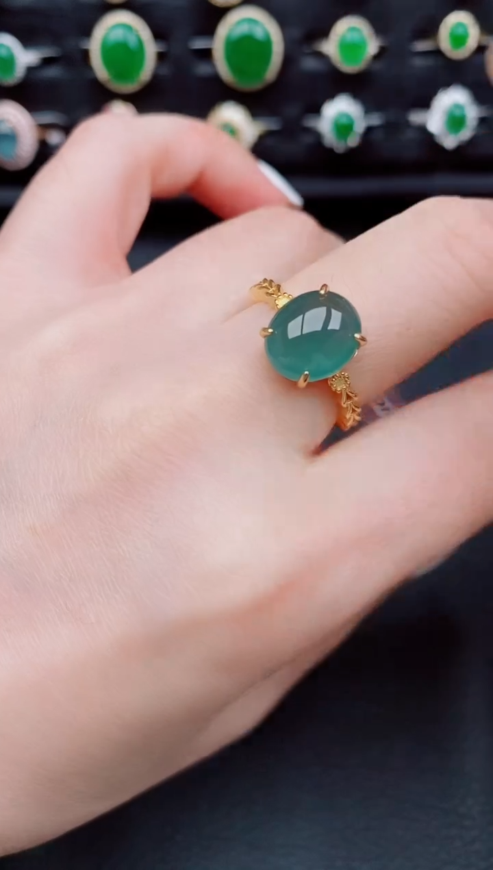 【闪购商品】翡翠戒指银S925镶嵌天然a货翡翠31