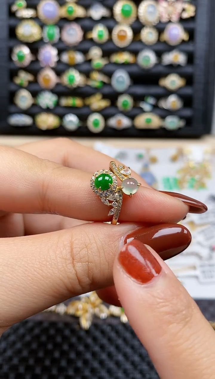 银S925镶嵌戒指翡翠80