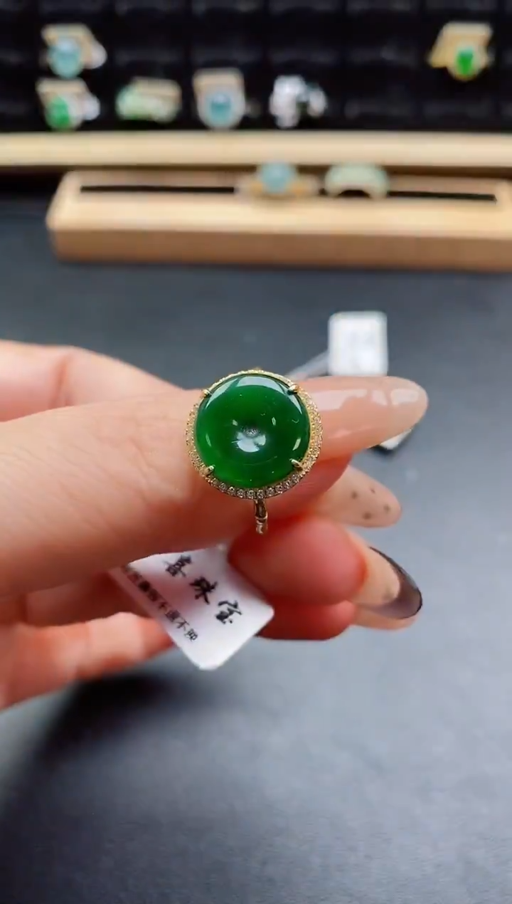 银S925镶嵌戒指翡翠1