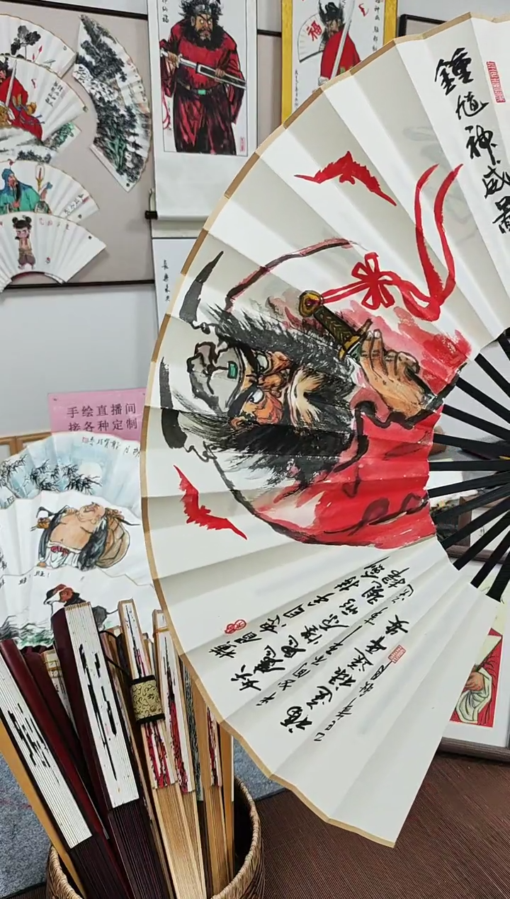 国画10寸15方普通竹扇-福利手绘国画