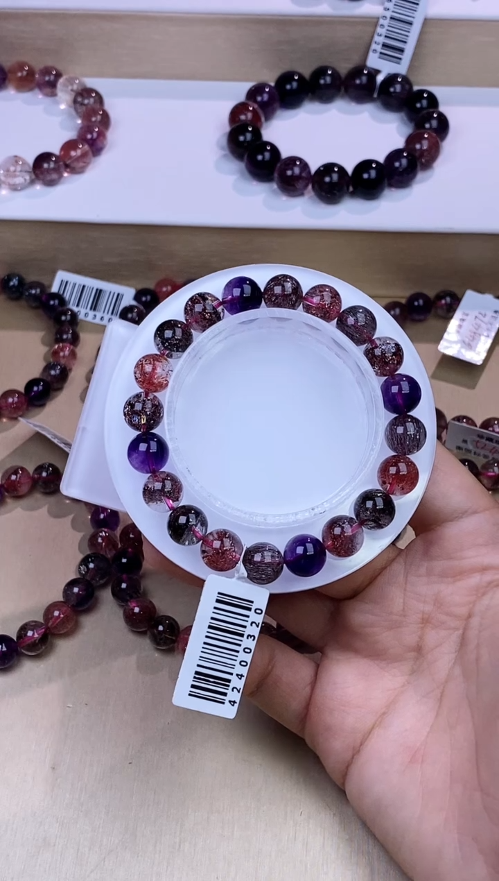 水晶手串未镶嵌黑加仑超七单圈9m+