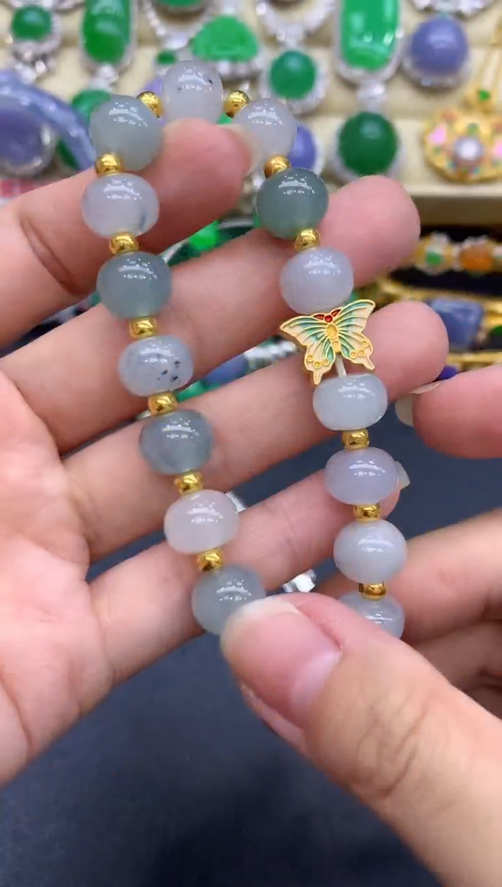 足金镶嵌手链翡翠368-中国好珍宝