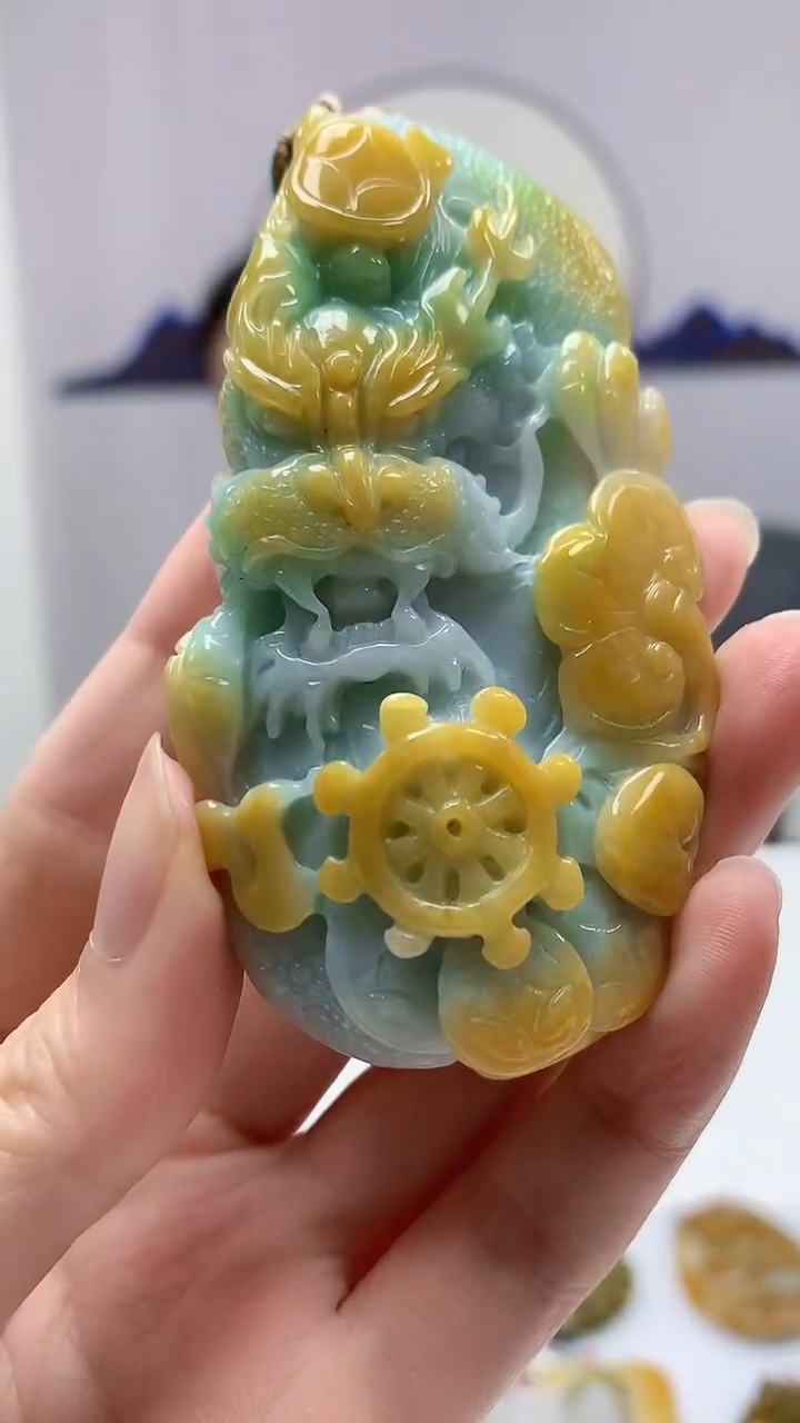 【闪购商品】定制翡翠未镶嵌4852zm-毛货挂件龙牌109