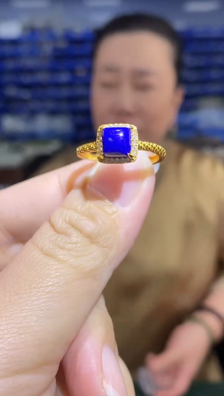 银S925镶嵌青金石戒指JZ3271