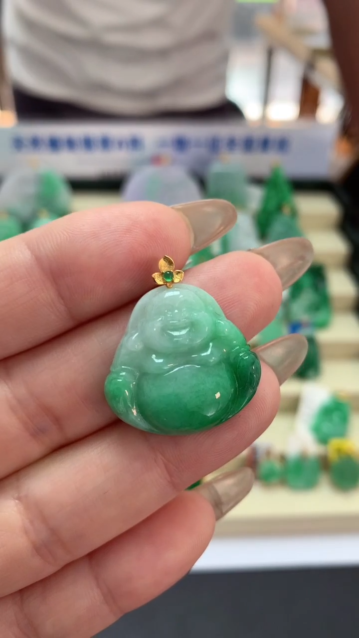 【闪购商品】翡翠吊坠(不含链)18K金镶嵌挂件