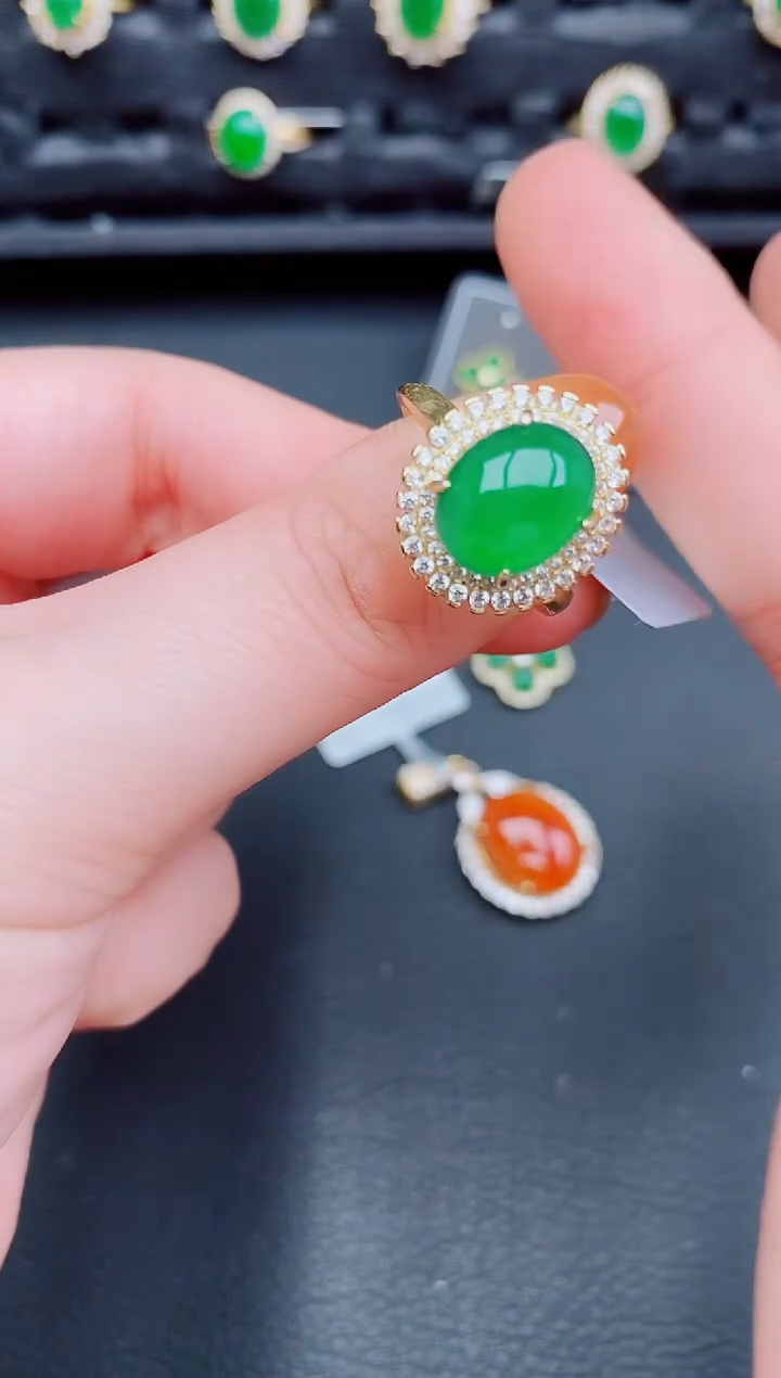 【闪购商品】翡翠戒指银S925镶嵌天然a货翡翠230