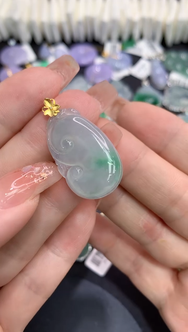 吊坠(不含链)18K金镶嵌翡翠11111111111111