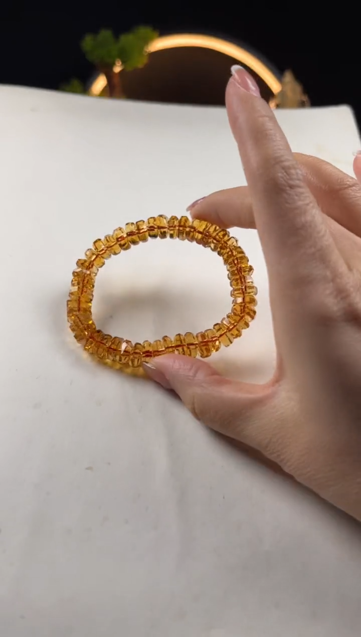 【闪购商品】黄晶手链未镶嵌天然黄水晶烟花切面手串9mm