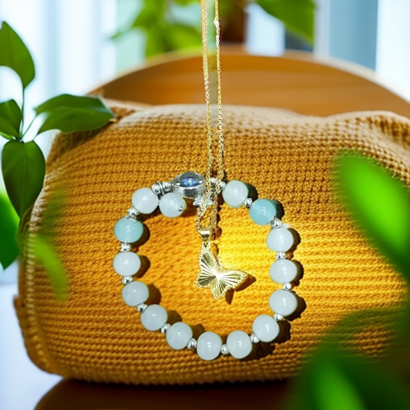 丹凤高奢--车花镭射蝴蝶项链c135DH